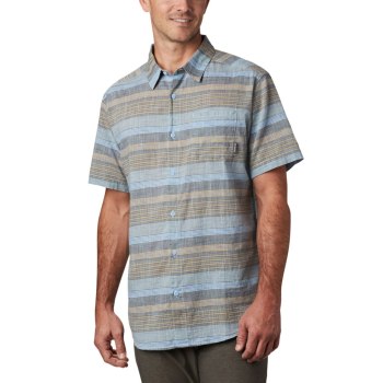 Columbia Muške Košulje - Under Exposure Yarn Dye Short Sleeve Tall Plave Prugice | VDBL-34096